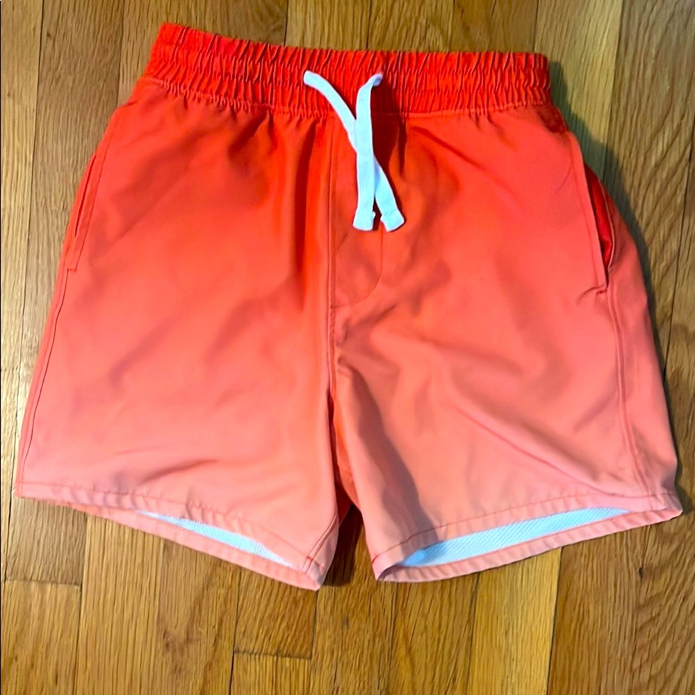 Vibrant Orange Swim Shorts with White Drawstring